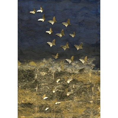 Ručne maľovaný obraz na plátne Golden Butterflies II 70x100 cm