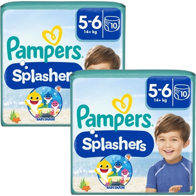 Pampers Splashers Baby Shark Плувни пелени 14kg+ Junior 5-6 (2x10бр. )