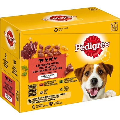 PEDIGREE 96х100г Pedigree, консервирана храна за кучета - смесена опаковка в желе