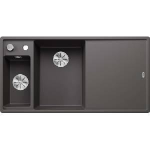 BLANCO Axia III 6 - Силгранитна мивка, 100x51 см, с контрол на оттичането и аксесоари, InFino, сива скала 524654 (524654) Мивка за вграждане