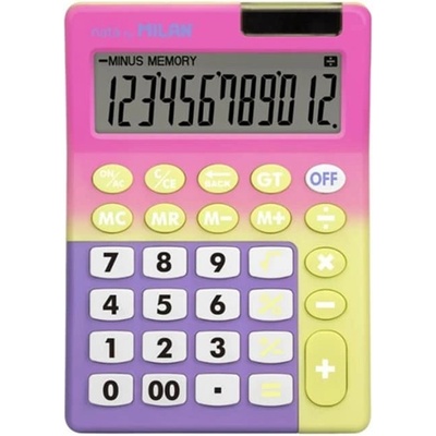 MILAN Калкулатор Milan Sunset, 12 разряден дисплей, настолен, 4 memory бутона, функции корен квадратен и Grand Total, автоматично изключване, различни цветове (2060100039)