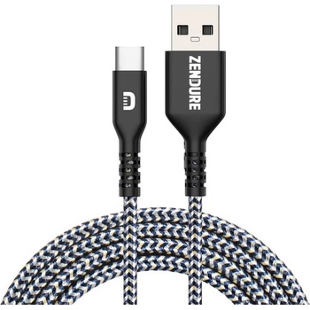 Image 1 of Zendure SuperCord USB-A to USB-C Cable 3A - здрав плетен кабел с USB-C порт (200 см) (черен)