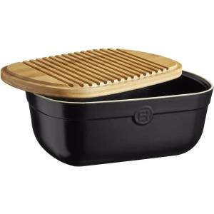 Emile henry (Франция) Керамична кутия за хляб emile henry bread box с дъска за рязане - цвят трюфел (eh 8750-71)