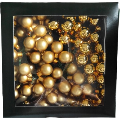 Othmar Decorations Sklenené vianočné gule na drôtiku zlaté mini gule 2 cm / 144 ks na vianočný stromček