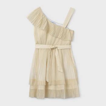 Mayoral Рокля плисе в цвят шампанско за момиче Майорал