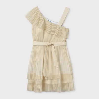 Mayoral Рокля плисе в цвят шампанско за момиче Майорал