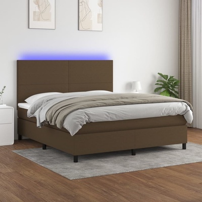 vidaXL 11461.3134736 Boxspring postel s matrací a LED tmavě hnědá textil