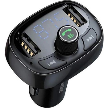 Baseus T-Typed Bluetooth FM Transmitter - блутут FM трансмитер и зарядно за кола за мобилни устройства (черен)
