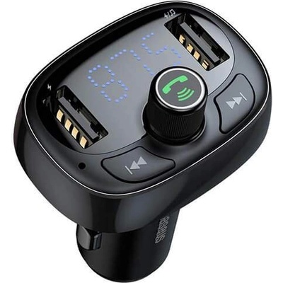 Baseus T-Typed Bluetooth FM Transmitter - блутут FM трансмитер и зарядно за кола за мобилни устройства (черен)