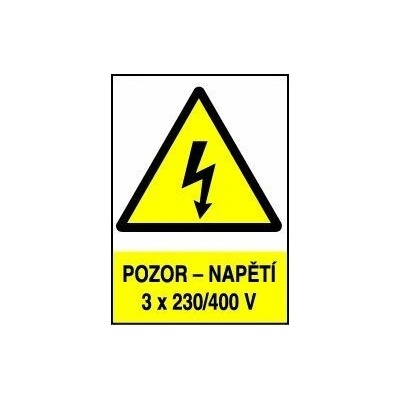 Pozor - napětí 3 x 230/400V, Fólie A6