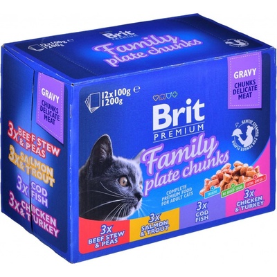 Brit Premium Cat kapsičky Family Plate 12 x 100 g