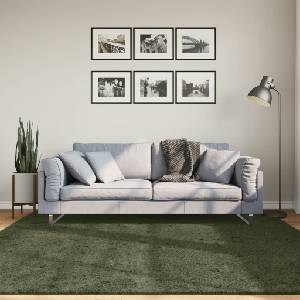 vidaXL Килим HUARTE с къс косъм, мек и миещ се, горско зелен 200x200см (375099)