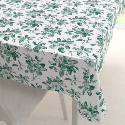 Biante Teflonový obdélníkový ubrus TF-091 Zelené květiny na bílém 120x180 cm