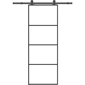 vidaXL Плъзгаща се врата с обков 76x205 см ESG стъкло и алуминий (3332861)