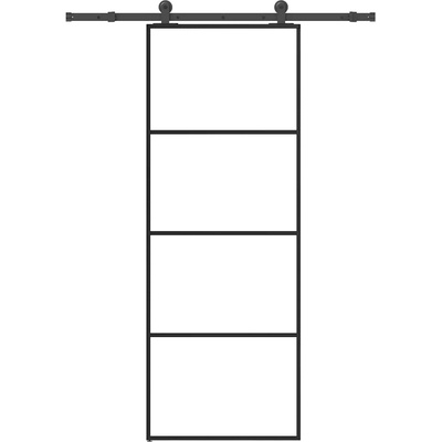 vidaXL Плъзгаща се врата с обков 76x205 см ESG стъкло и алуминий (3332861)