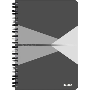 Leitz Тетрадка Leitz Office, Ламиниран картон, FSC сертификат, Рециклируема, A4, 90 листа, Спирала, Математика, Сив (44950085) (44950085)