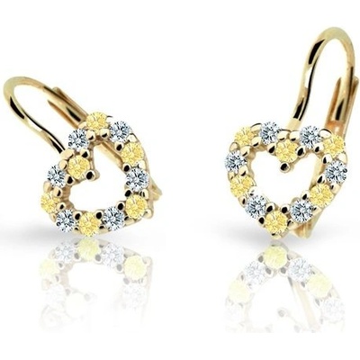 Danfil detské náušnice srdiečka C2157 zo žltého zlata yellow klapka