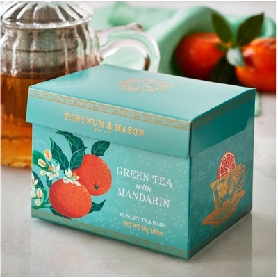 FORTNUM & MASON zelený čaj S MANDARINKOU 15 hedvábných pyramid