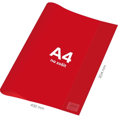 Junior Obal na sešit A4 PVC 432x304 mm průhledný červený