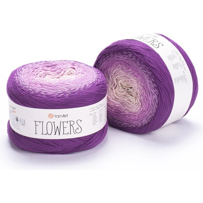 Yarn Art příze Flowers 290 krémová, variace fialové