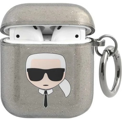 Karl Lagerfeld Калъф Karl Lagerfeld KLA2UKHGK Glitter Karl`s Head, за Apple AirPods, черен (KF000831-0)