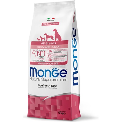 Monge Speciality Line All Breeds Puppy & Junior Monoprotein суха храна за кучета - говеждо, ориз 12 кг