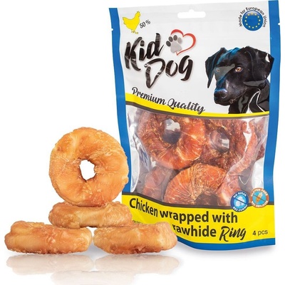 Kid dog KIDDOG kuřecí masíčko na buvolím 9 cm kroužku 4 ks bal.