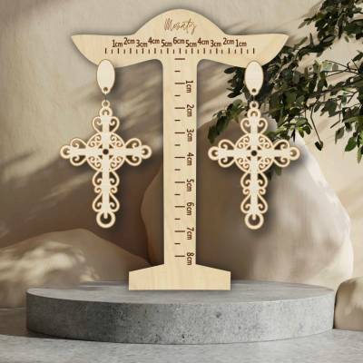 SENTOP Dřevěné přírodní visící náušnice CROSS - MONATY SENTOP N005