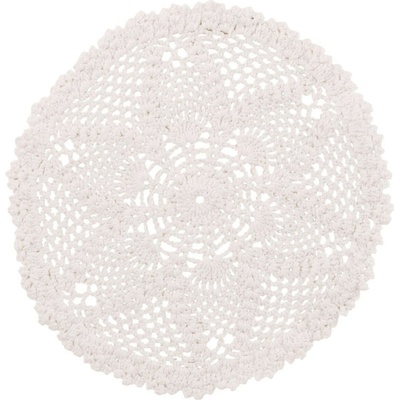 J-Line by Jolipa Biele bavlnené okrúhle prestieranie čipka Lace white 32x0,5cm