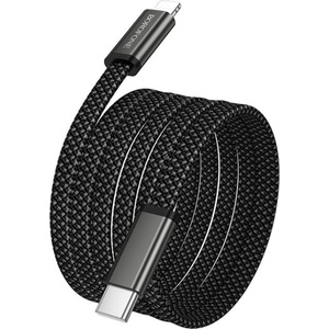 BOROFONE Кабел за данни Borofone Peace (BX124) - USB-C към Lightning, 30W, найлонова оплетка, плосък дизайн против оплитане, 1m - Черен