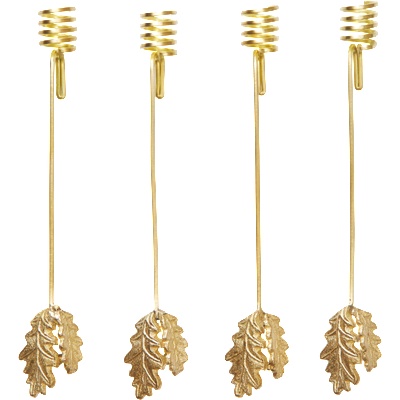 ferm LIVING Oak Leaf свещници за коледна елха, месинг, 4 бр (1104271781)