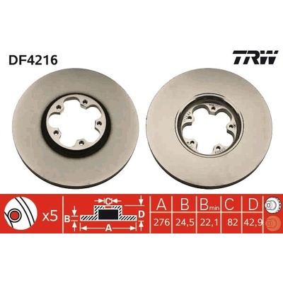 Brzdový kotúč TRW DF4216