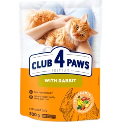 CLUB 4 PAWS Premium pre dospelé mačky s králikom 300 g