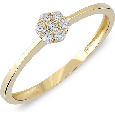 Lillian Vassago Zlatý prsteň so zirkónmi v tvare kvetiny LLV06 GR040