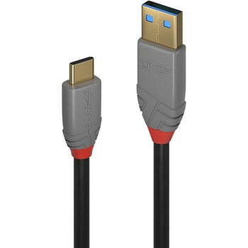 Lindy LNY-36912 : : Кабел USB 3.2 Type A към C, M-M, 10Gbps, Anthra Line, черен, 1.5 м