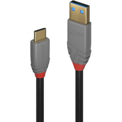 Lindy LNY-36912 : : Кабел USB 3.2 Type A към C, M-M, 10Gbps, Anthra Line, черен, 1.5 м