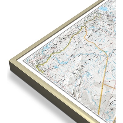 National Geographic Irák - nástěnná mapa Classic 66 x 76 cm Varianta: mapa v hliníkovém rámu, Provedení: zlatý matný rám