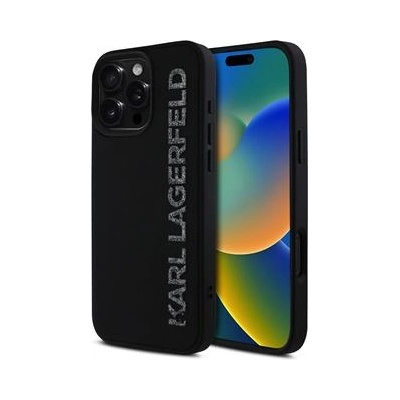 KARL LAGERFELD 3D Rubber Glitter Logo Case for iPhone 16 Pro Black (3666339357023)