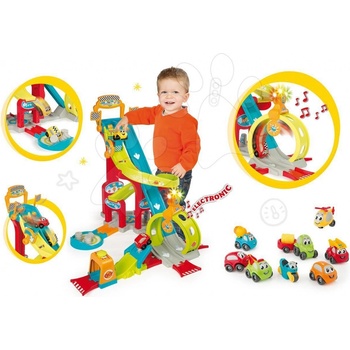 Smoby Set elektronická autodráha pro děti Mega Jump Vroom Planet skákající a souprava 8 autíček