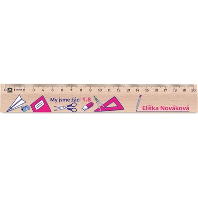 Metrie Didakt-M02 Dřevěné pravítko s potiskem Žáci 1. B 20 cm