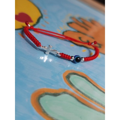 Бебешка гривна с кръст и синьо око (БГС3)