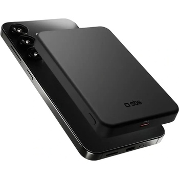 SBS Mag Power Qi2 5000 mAh Преносима батерия Powerbank, съвместим с MagSafe - черен (TEBB5000QI2)