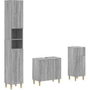 vidaXL 3 частен комплект за баня DELFT Сив Сонома Инженерна дървесина (3417870)