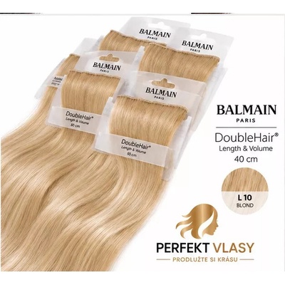 VLASY BALMAIN Double Hair, 3 aplikační metody-KERATIN,MICRO RING,CLIP IN, 40cm Světlá blond L10