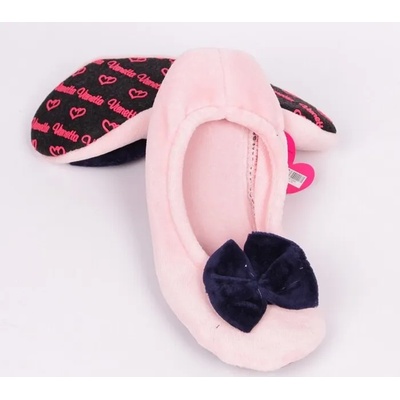 Бледорозови домашни пантофки тип балеринки с декоративна панделка