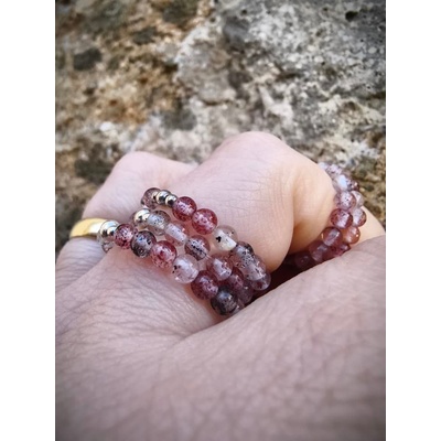 Katyba Prstene Jahodový kremeň so striebrom 00347