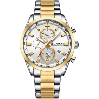 Curren Мъжки часовник Curren Shive, Неръждаема стомана, Хронограф, Златист / Бял (CURREN-8445-GOLD-WHITE)