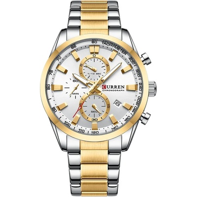 Curren Мъжки часовник Curren Shive, Неръждаема стомана, Хронограф, Златист / Бял (CURREN-8445-GOLD-WHITE)