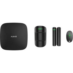 Ajax Systems 38169.56. BL1 Безжичен алармен система StarterKit комплект (Хъб + PIR сензор за движение + Магнитен сензор + Дистанционно управление) черен (38169.56.BL1)