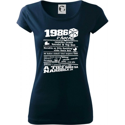 1986 v kocke Pure dámske tričko Tmavomodrá veľmi tmavá skoro čierna